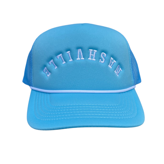 Nashville Upside-Down Trucker Hat (Light Blue)